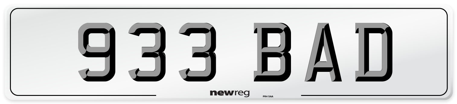 933 BAD Number Plate from New Reg